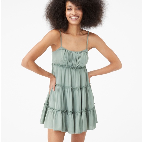 Aeropostale Dresses & Skirts - Aeropostale Solid Scoop-Neck Tiered Babydoll Dress • Light Green • Medium